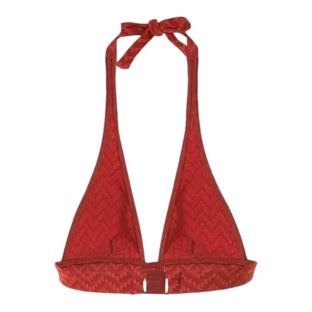 ERES Zigzag-Pattern Triangle Bikini Top - High Waist Brief - Ginger Brow…